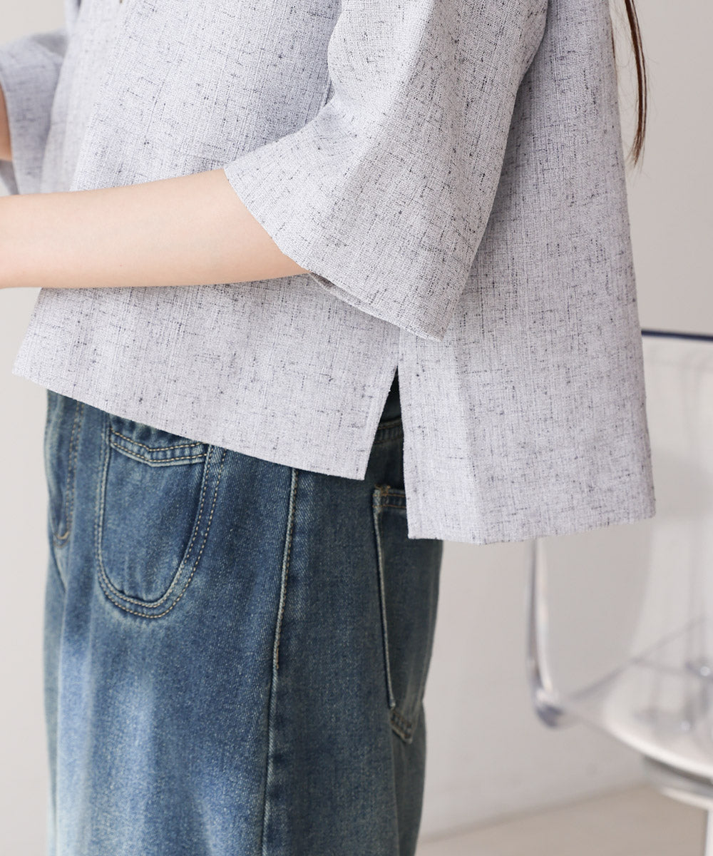 オープンカラーハーフスリーブシャツ