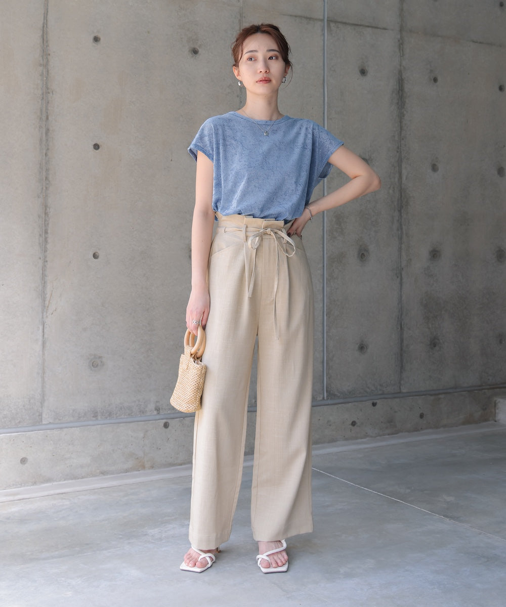 リネンライクウエストギャザーパンツ