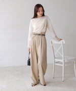 リネンライクウエストギャザーパンツ