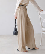 リネンライクウエストギャザーパンツ