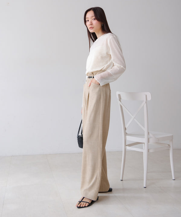 リネンライクウエストギャザーパンツ