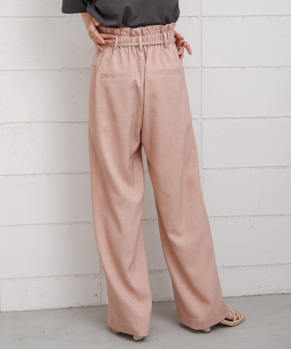 リネンライクウエストギャザーパンツ