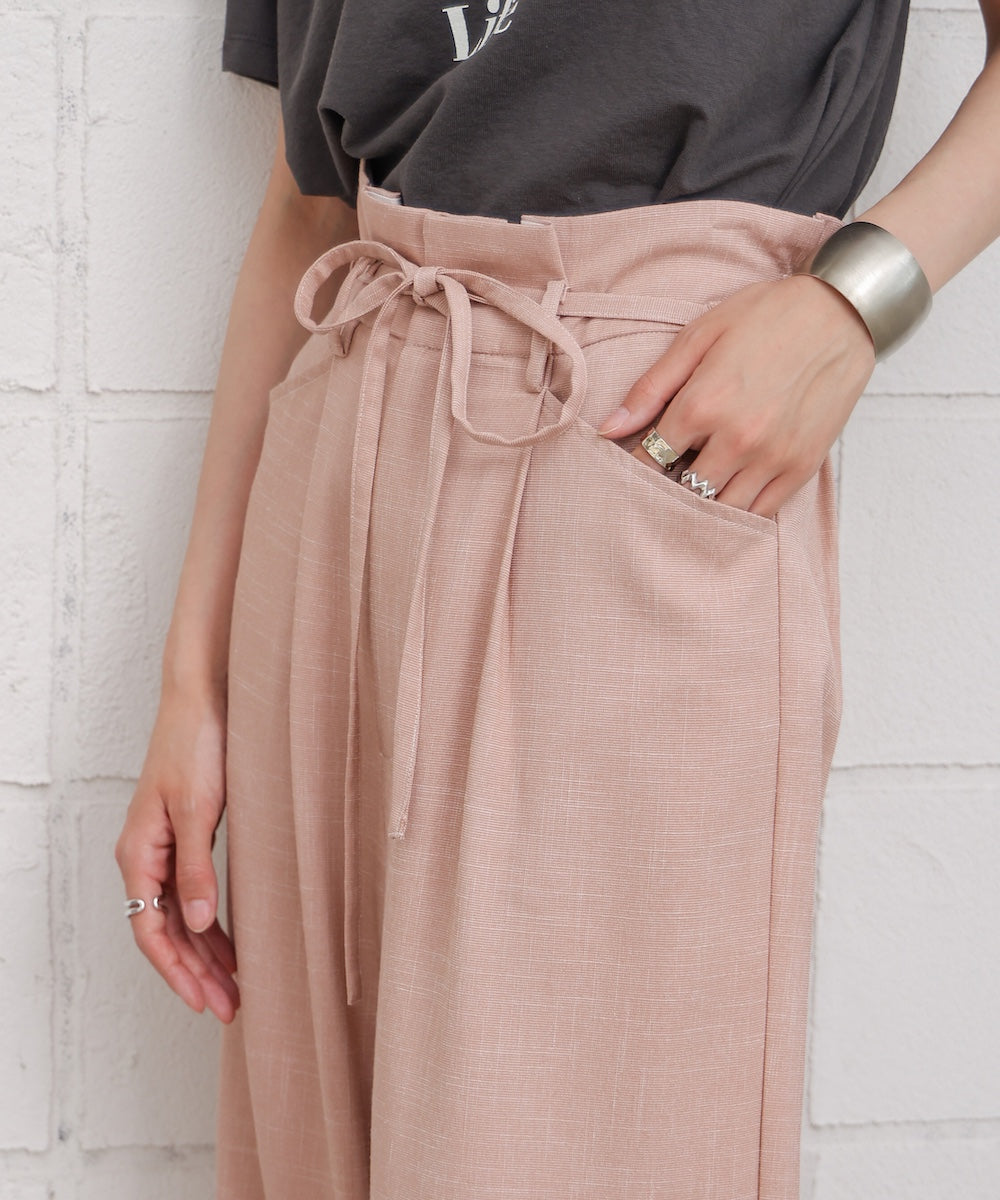 リネンライクウエストギャザーパンツ