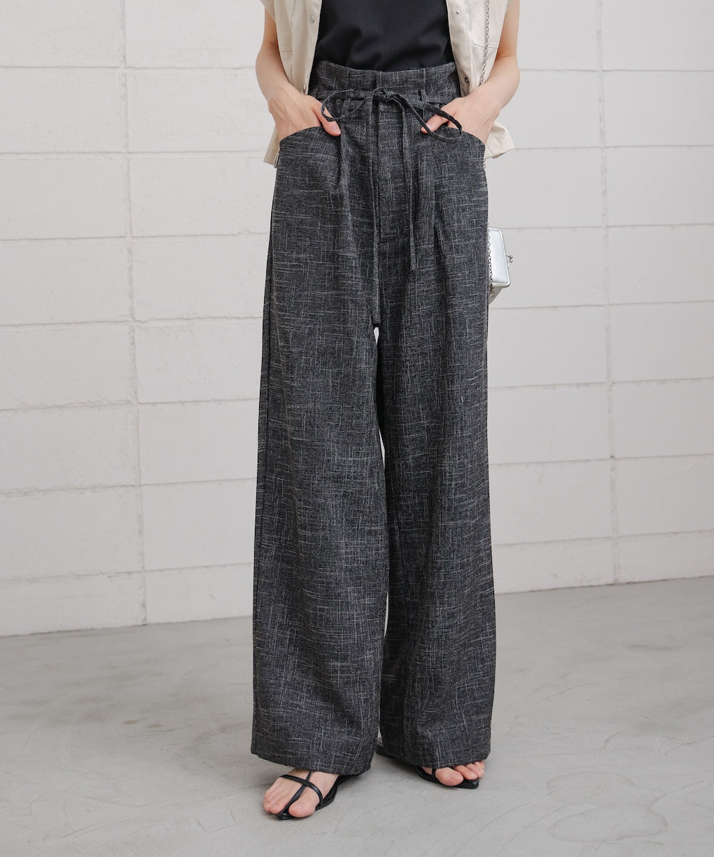 リネンライクウエストギャザーパンツ