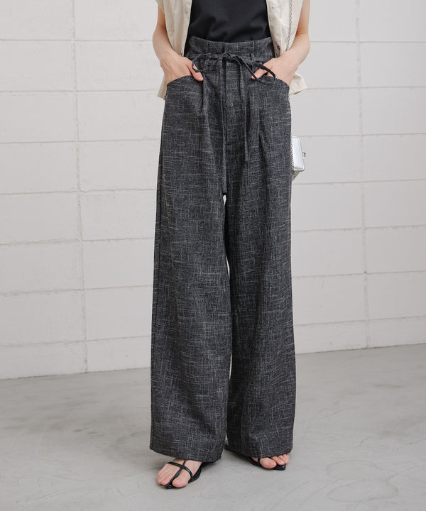 リネンライクウエストギャザーパンツ