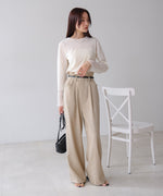 リネンライクウエストギャザーパンツ