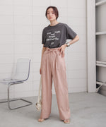 リネンライクウエストギャザーパンツ