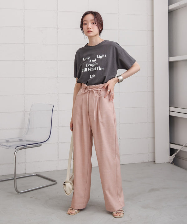 リネンライクウエストギャザーパンツ