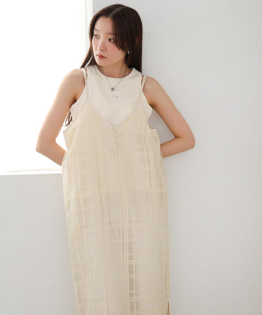 シアーチェックキャミワンピース