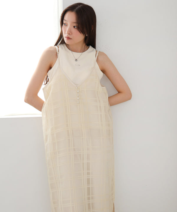 シアーチェックキャミワンピース