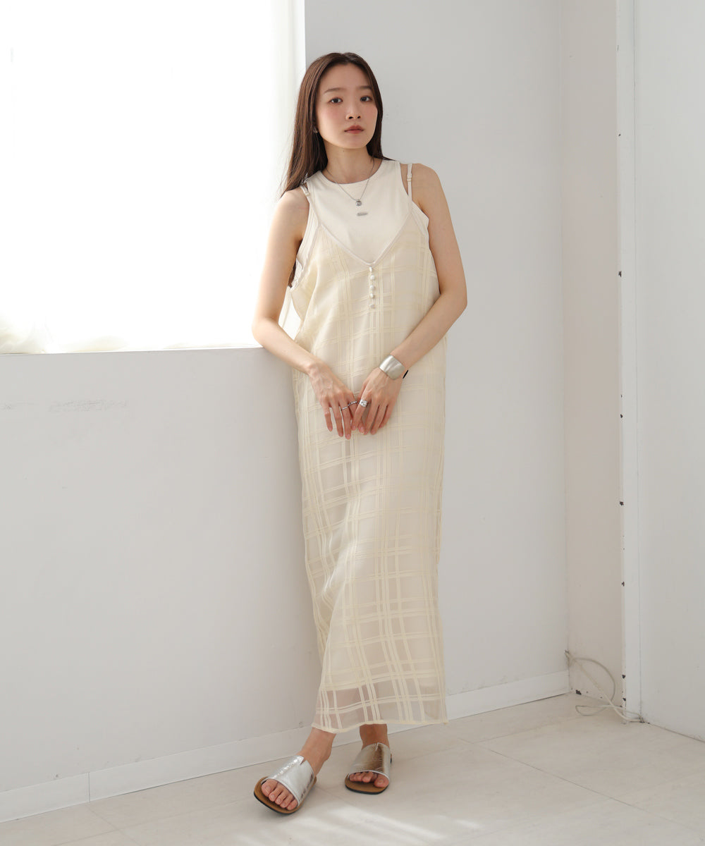 flower シアーチェックキャミ 30%OFF】sheer check cami onepiece～ｼｱｰﾁｪｯｸｷｬﾐﾜﾝﾋﾟｰｽ | flower