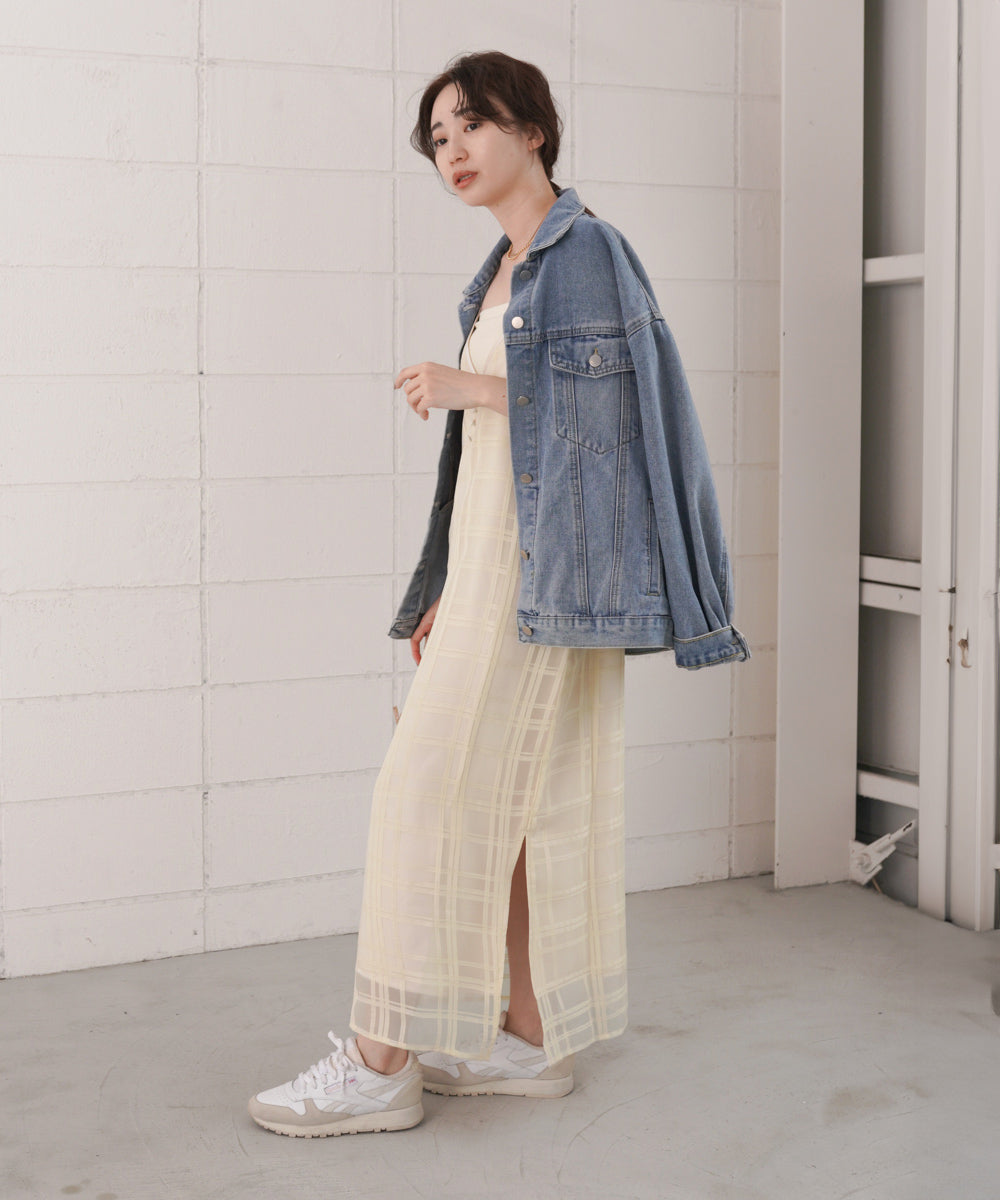 シアーチェックキャミワンピース