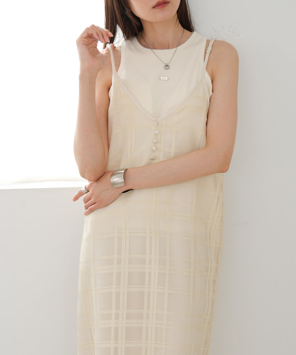 シアーチェックキャミワンピース