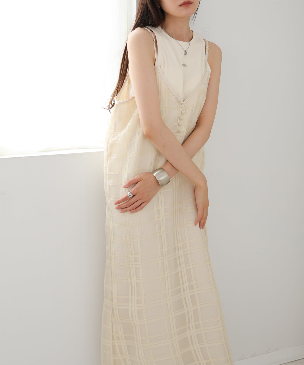 シアーチェックキャミワンピース