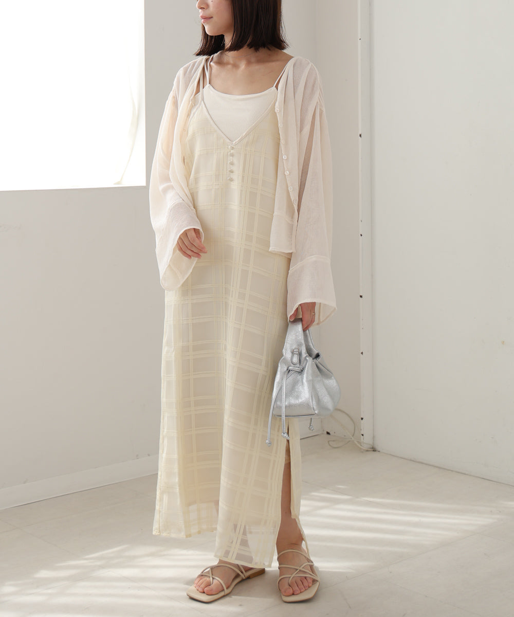 シアーチェックキャミワンピース