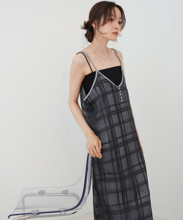 シアーチェックキャミワンピース