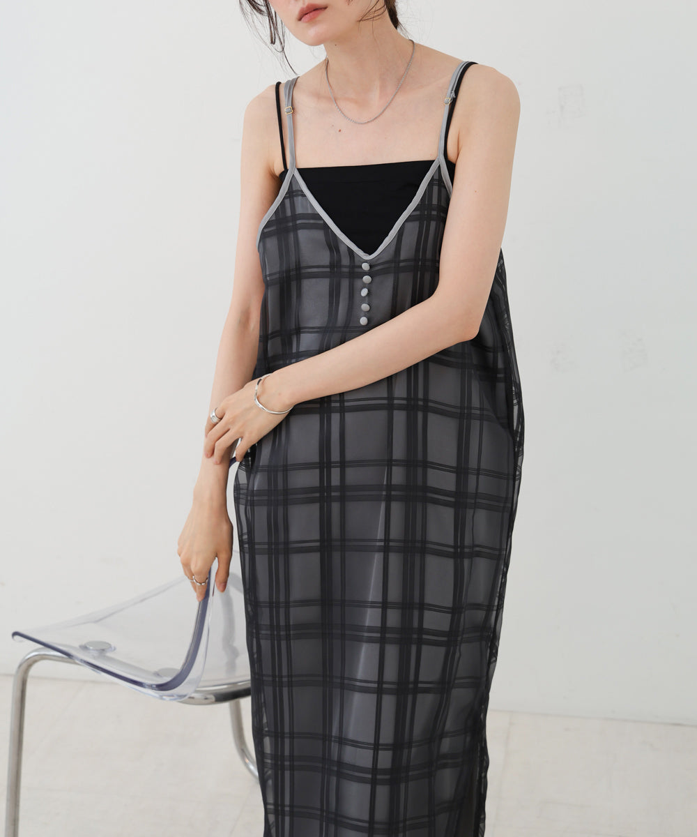 シアーチェックキャミワンピース