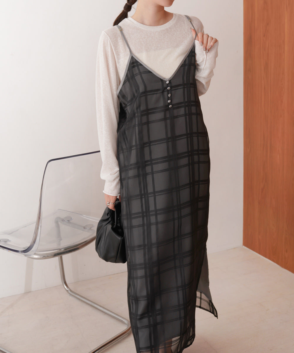 シアーチェックキャミワンピース