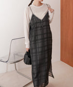 シアーチェックキャミワンピース
