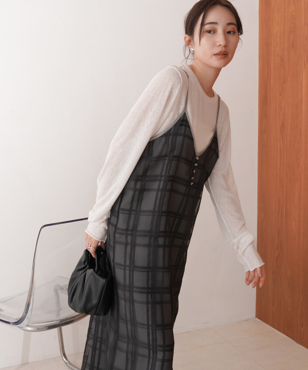 シアーチェックキャミワンピース