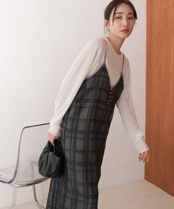 シアーチェックキャミワンピース
