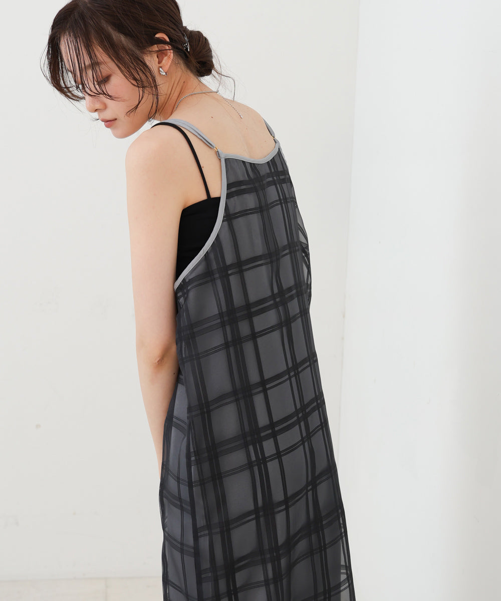 シアーチェックキャミワンピース