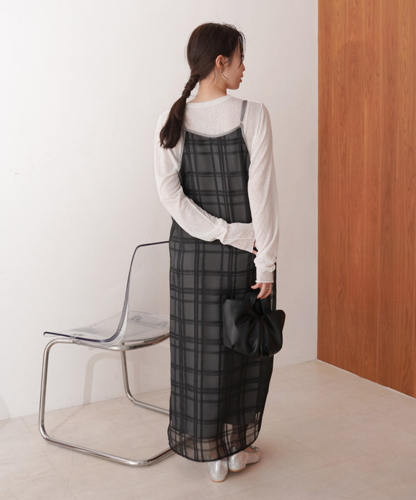 シアーチェックキャミワンピース