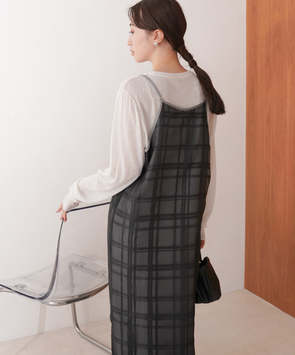 シアーチェックキャミワンピース