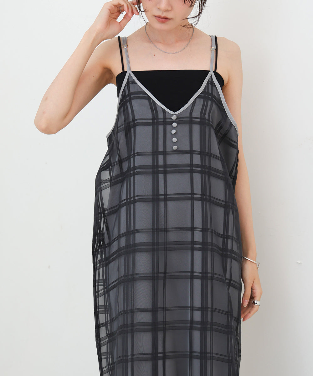 シアーチェックキャミワンピース