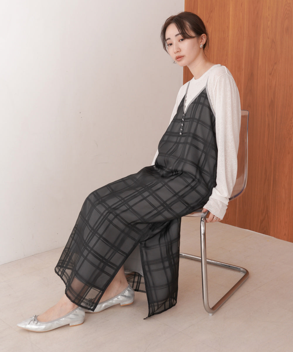 シアーチェックキャミワンピース