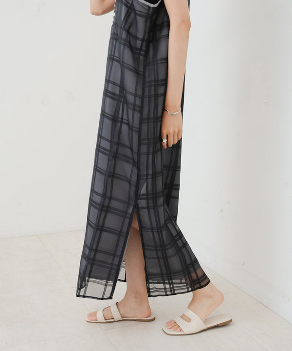 シアーチェックキャミワンピース