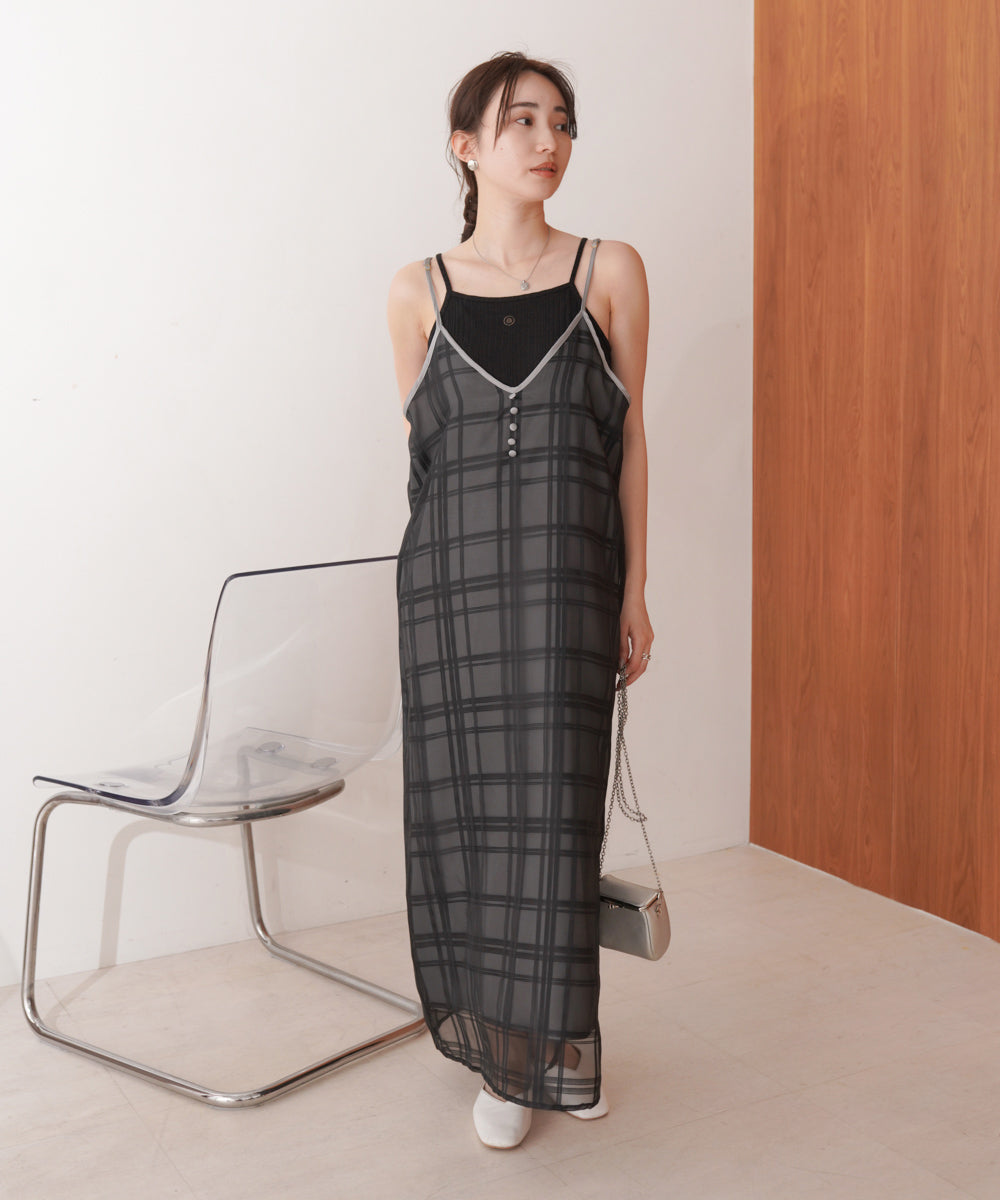 シアーチェックキャミワンピース
