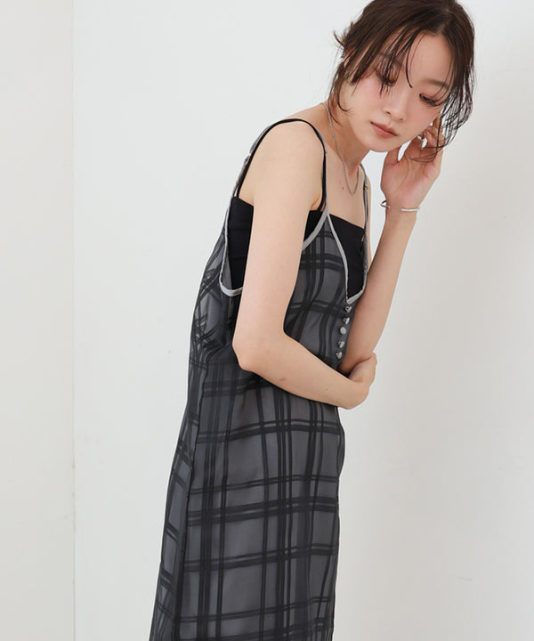 シアーチェックキャミワンピース