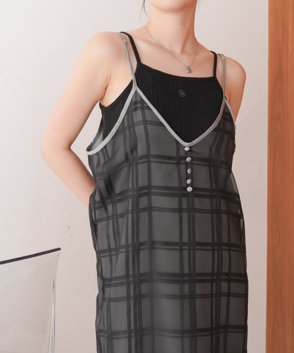 シアーチェックキャミワンピース