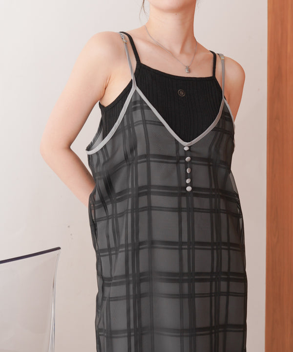 シアーチェックキャミワンピース