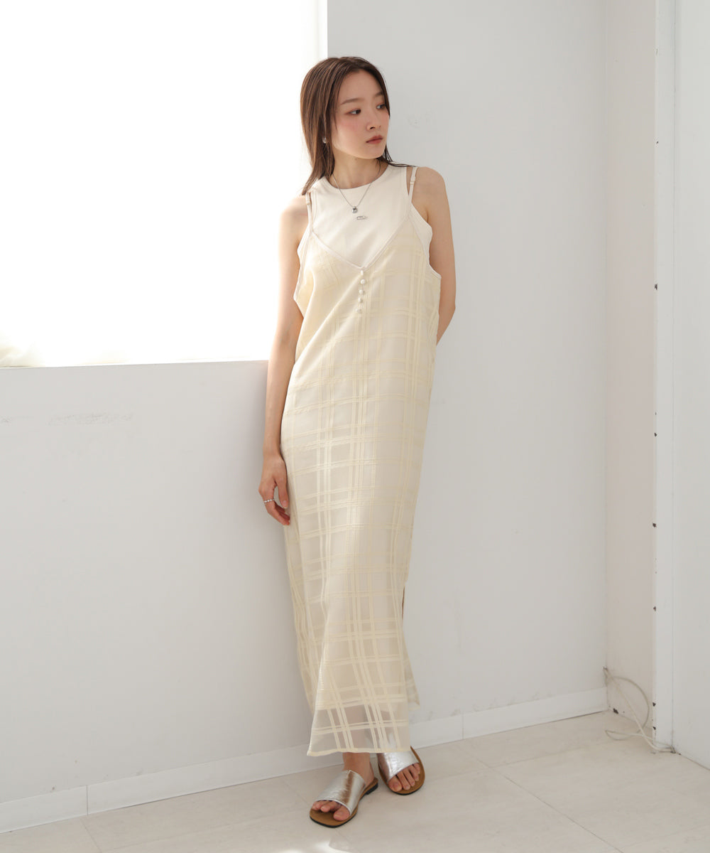 シアーチェックキャミワンピース