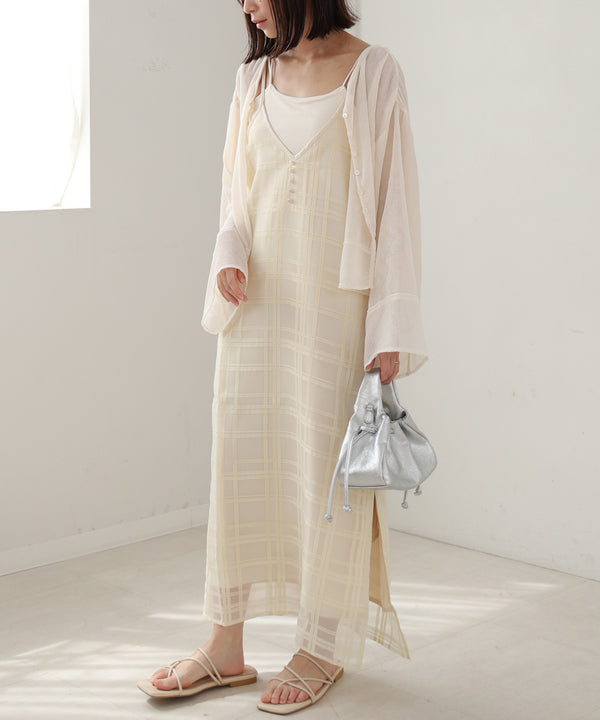 シアーチェックキャミワンピース