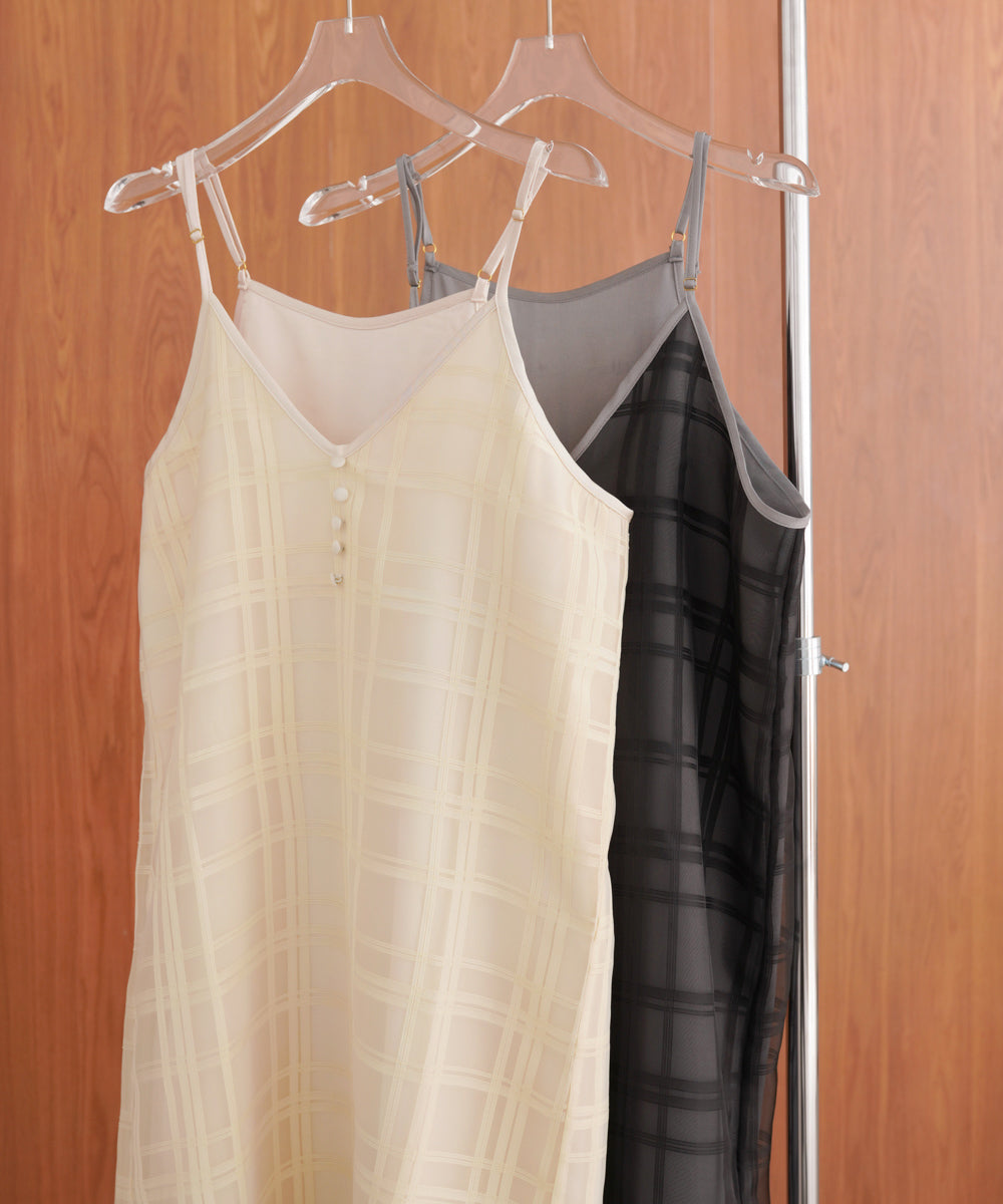 シアーチェックキャミワンピース