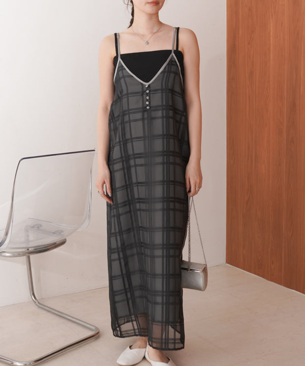 シアーチェックキャミワンピース