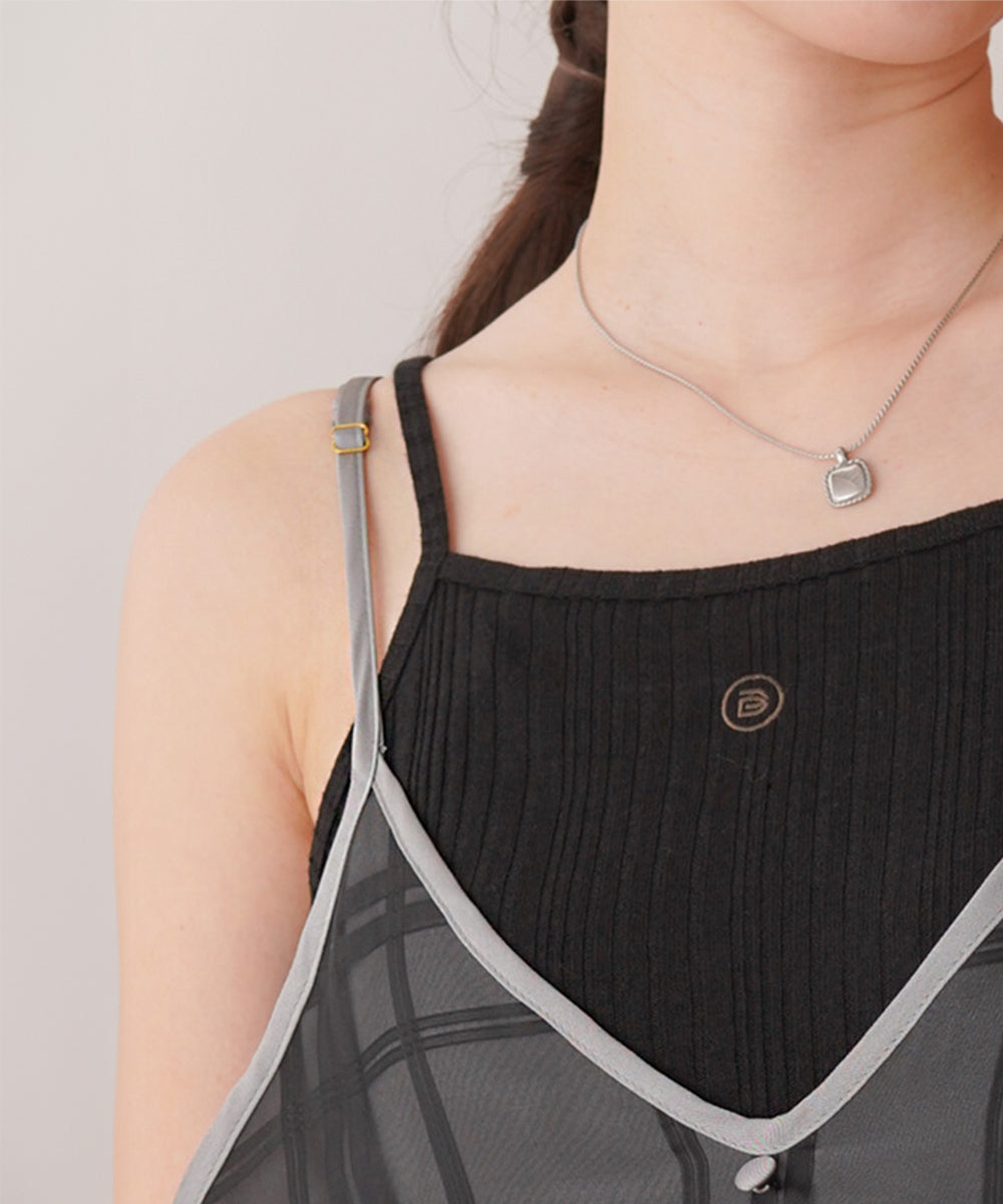 シアーチェックキャミワンピース