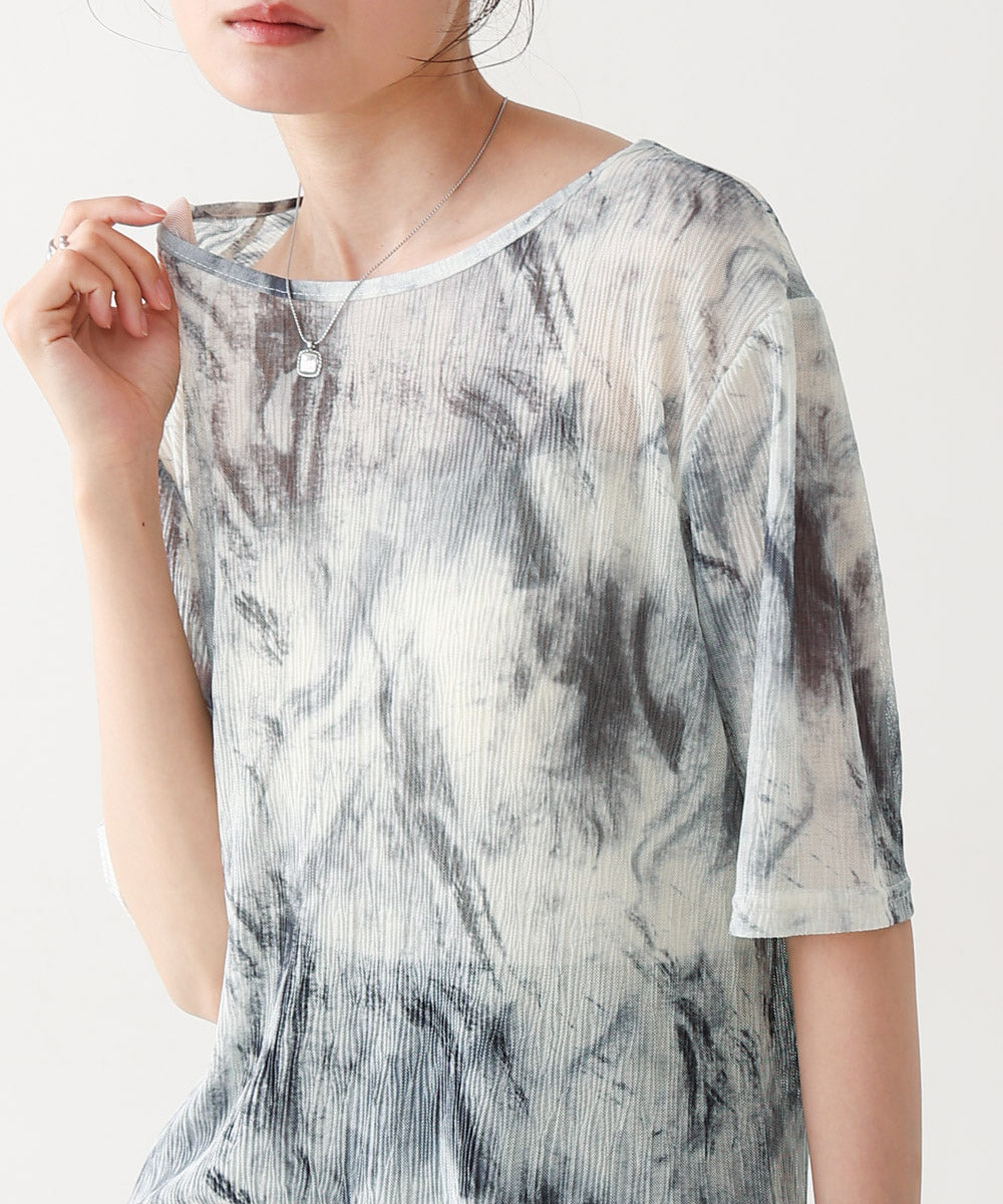 ニュアンスプリントシアーカットソー