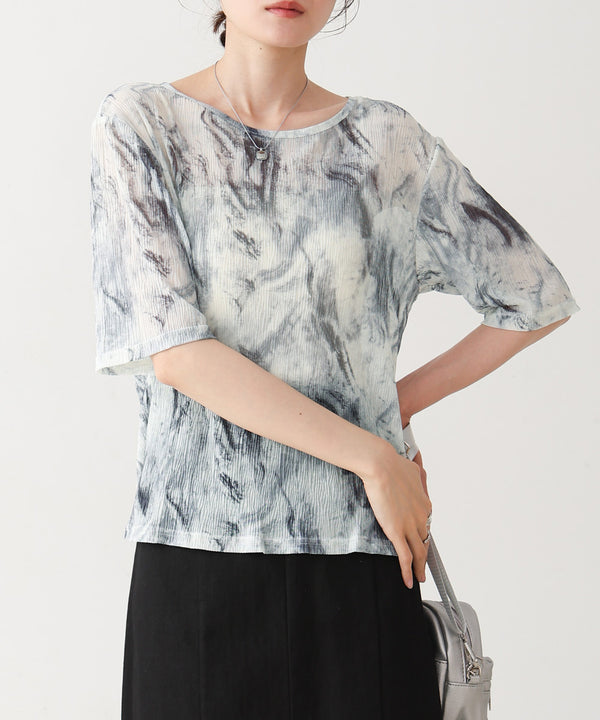 ニュアンスプリントシアーカットソー