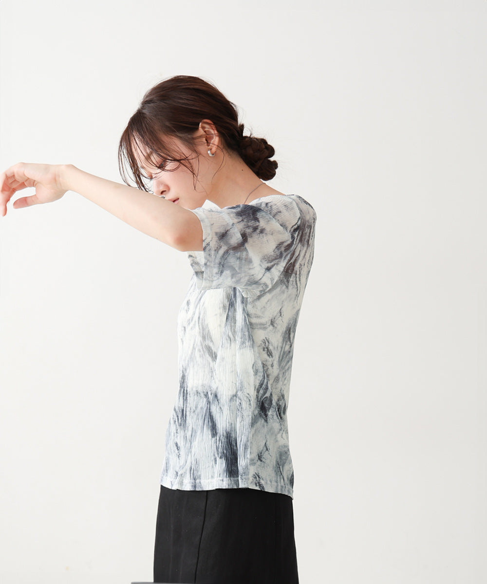 ニュアンスプリントシアーカットソー