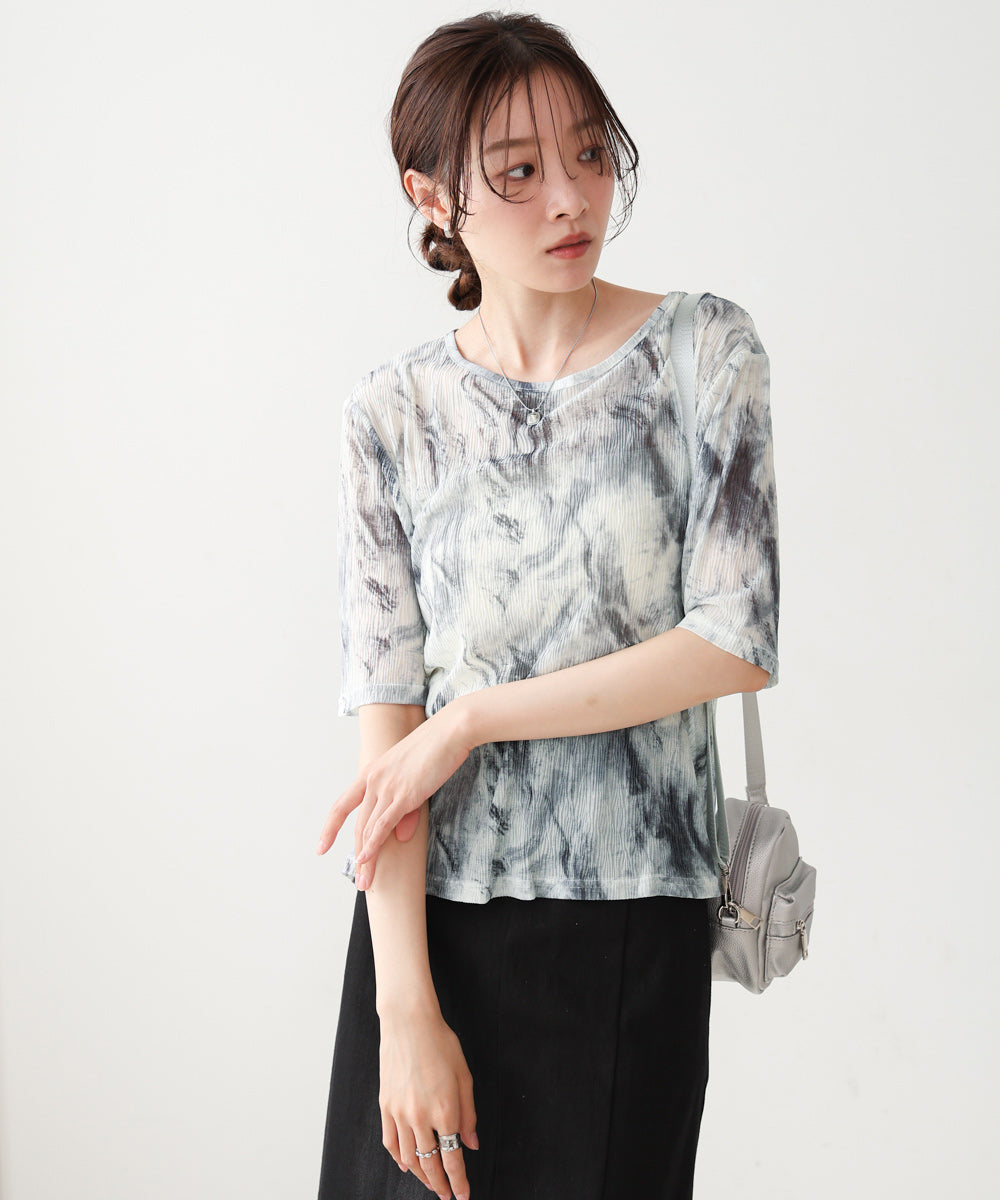 ニュアンスプリントシアーカットソー