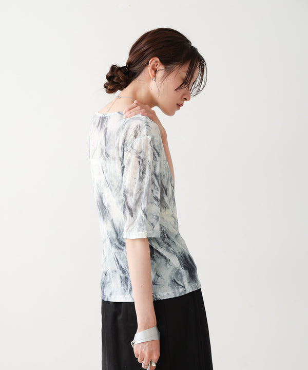 ニュアンスプリントシアーカットソー