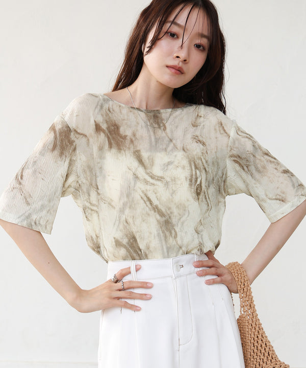 ニュアンスプリントシアーカットソー