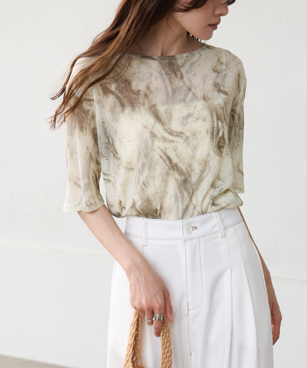 ニュアンスプリントシアーカットソー