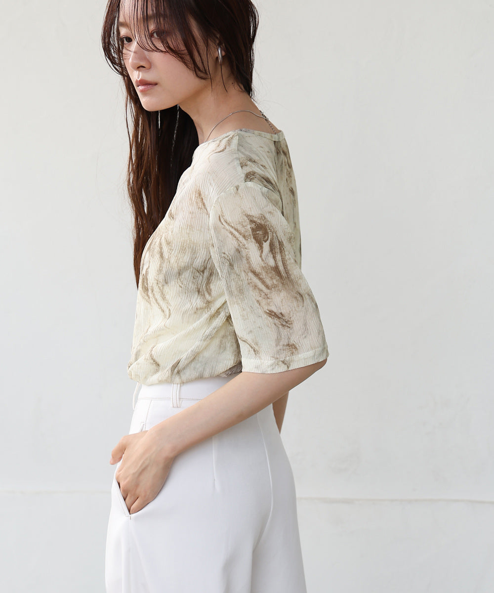 ニュアンスプリントシアーカットソー