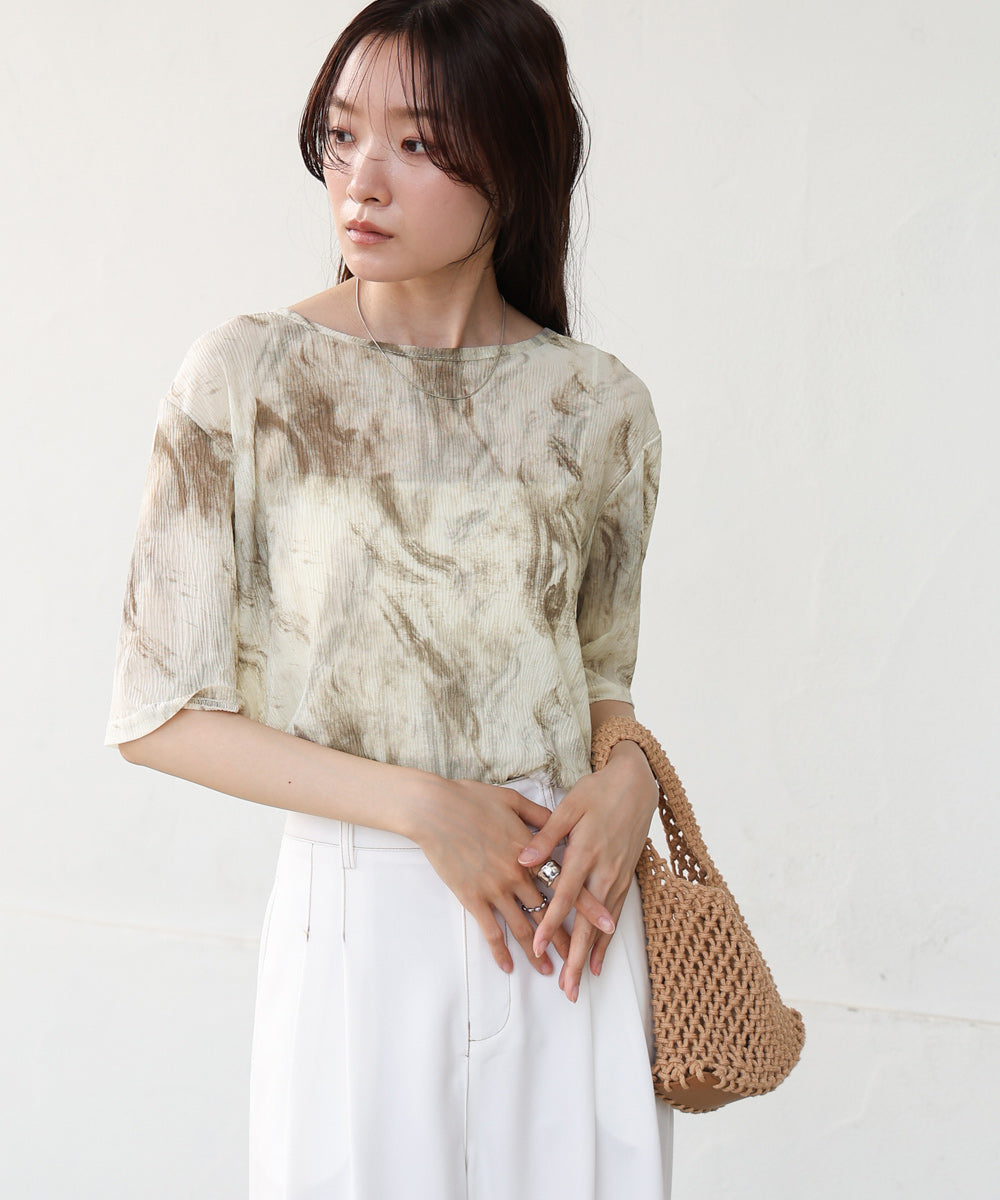 ニュアンスプリントシアーカットソー