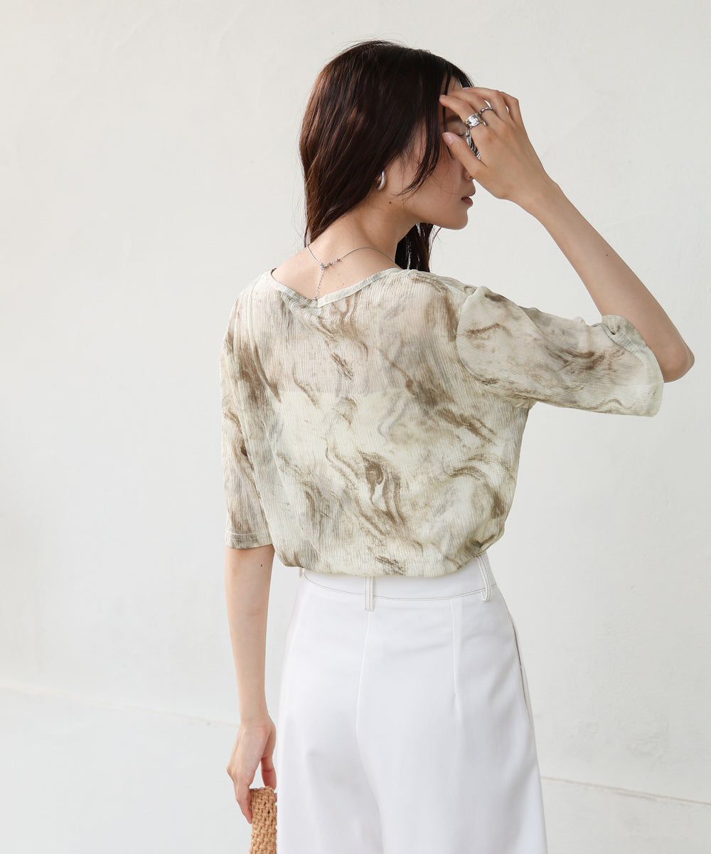 ニュアンスプリントシアーカットソー